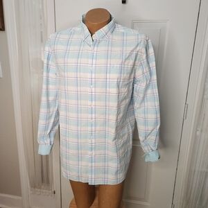 Men's COAST Blue Purple White Long‎ Sleeve Roll Sleeve  Size XL